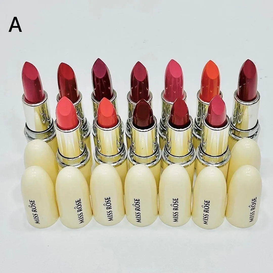 12pcs Miss Rose Matte Velvet Lipsticks Waterproof Long-lasting Lipsticks