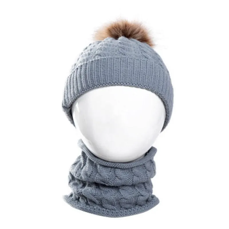 2Pcs Cute Kid Girl Boy Baby Infant Winter Warm Crochet Knit Hat