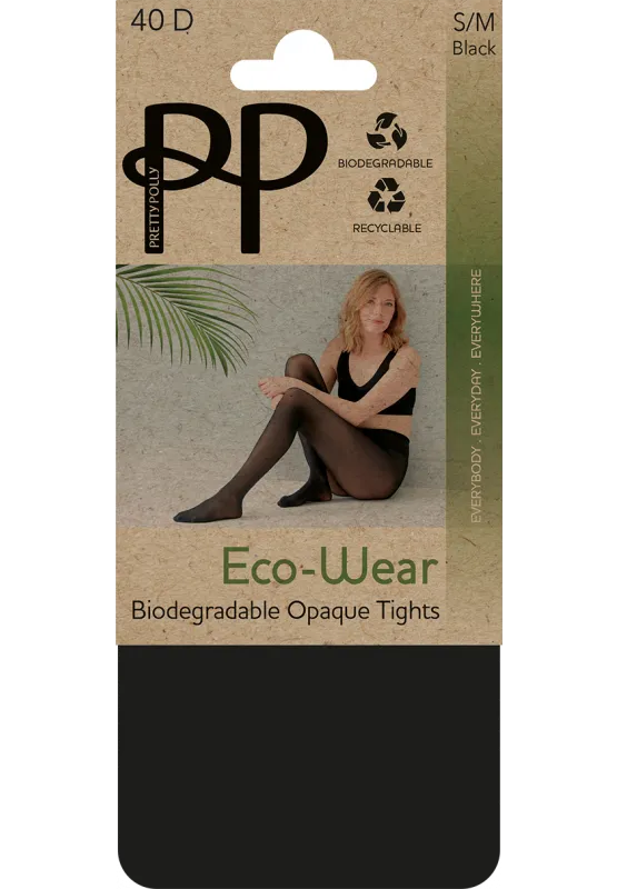 40D Eco-Wear Opaque Tights In Black - Pretty Polly