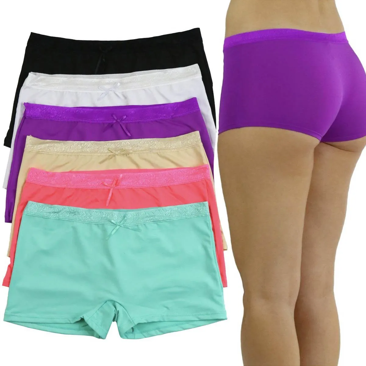 6-Pack: Women's Silky Smooth Boyshort Panties