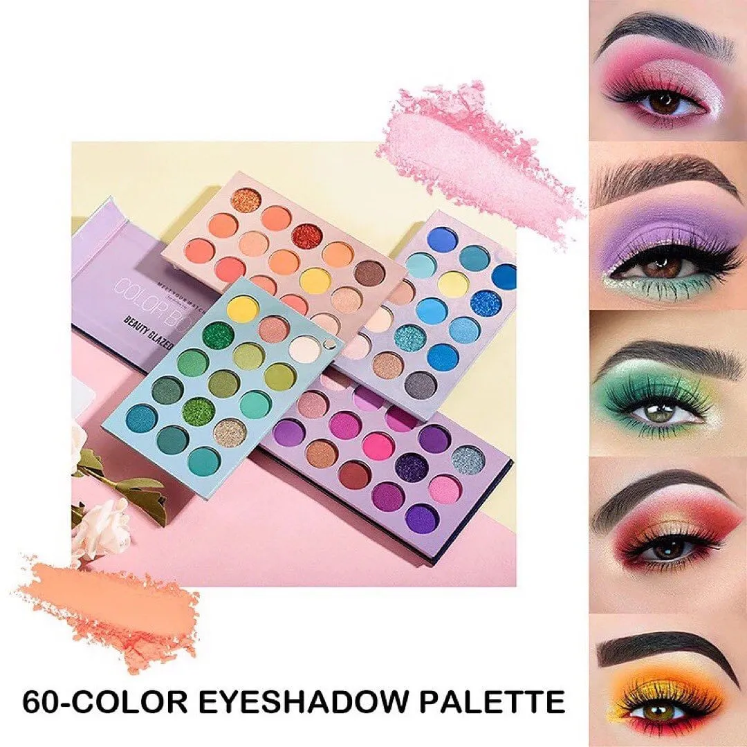 60 Colors Eyeshadow Palette Matte Shimmer Waterproof & Long-lasting Glitter Eyeshadow Palette