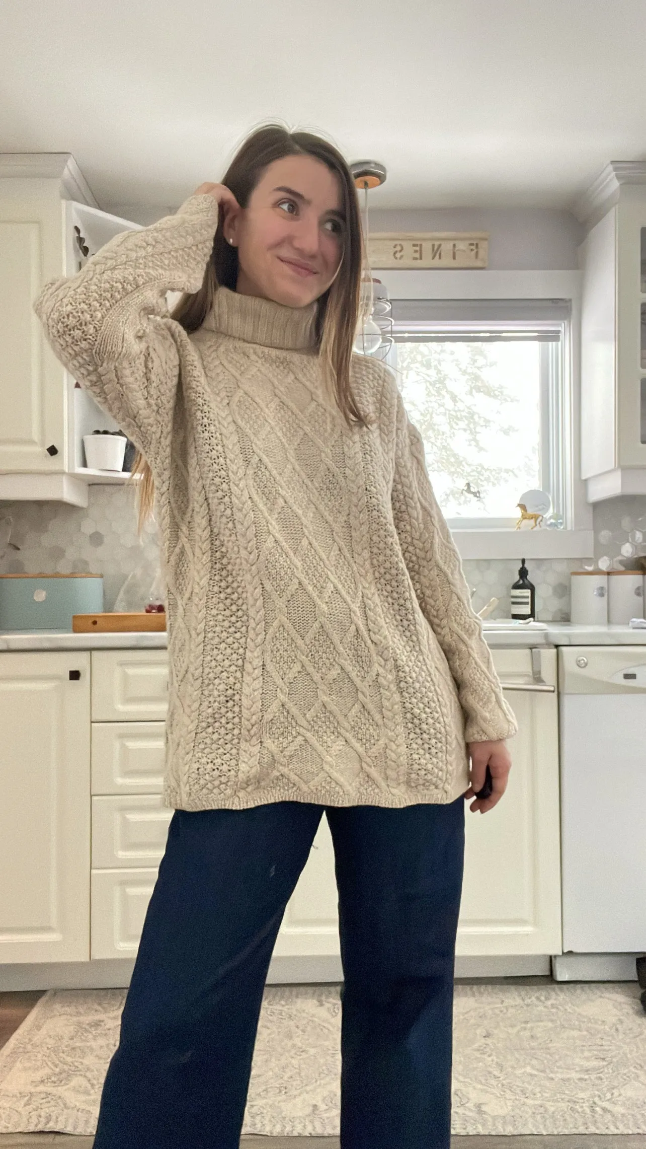 90s Gorgeous Oat Wool Turtleneck - M