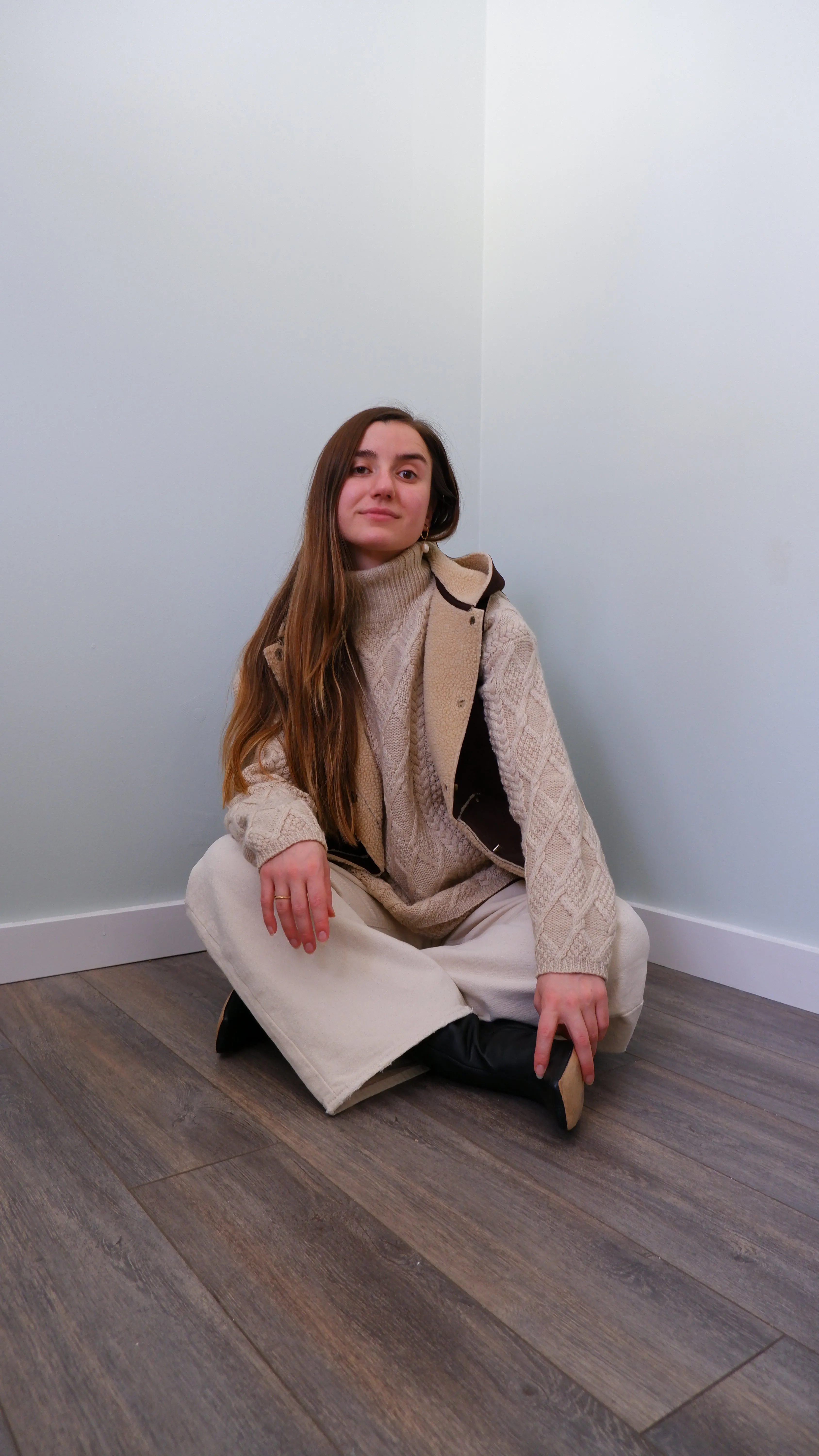 90s Gorgeous Oat Wool Turtleneck - M