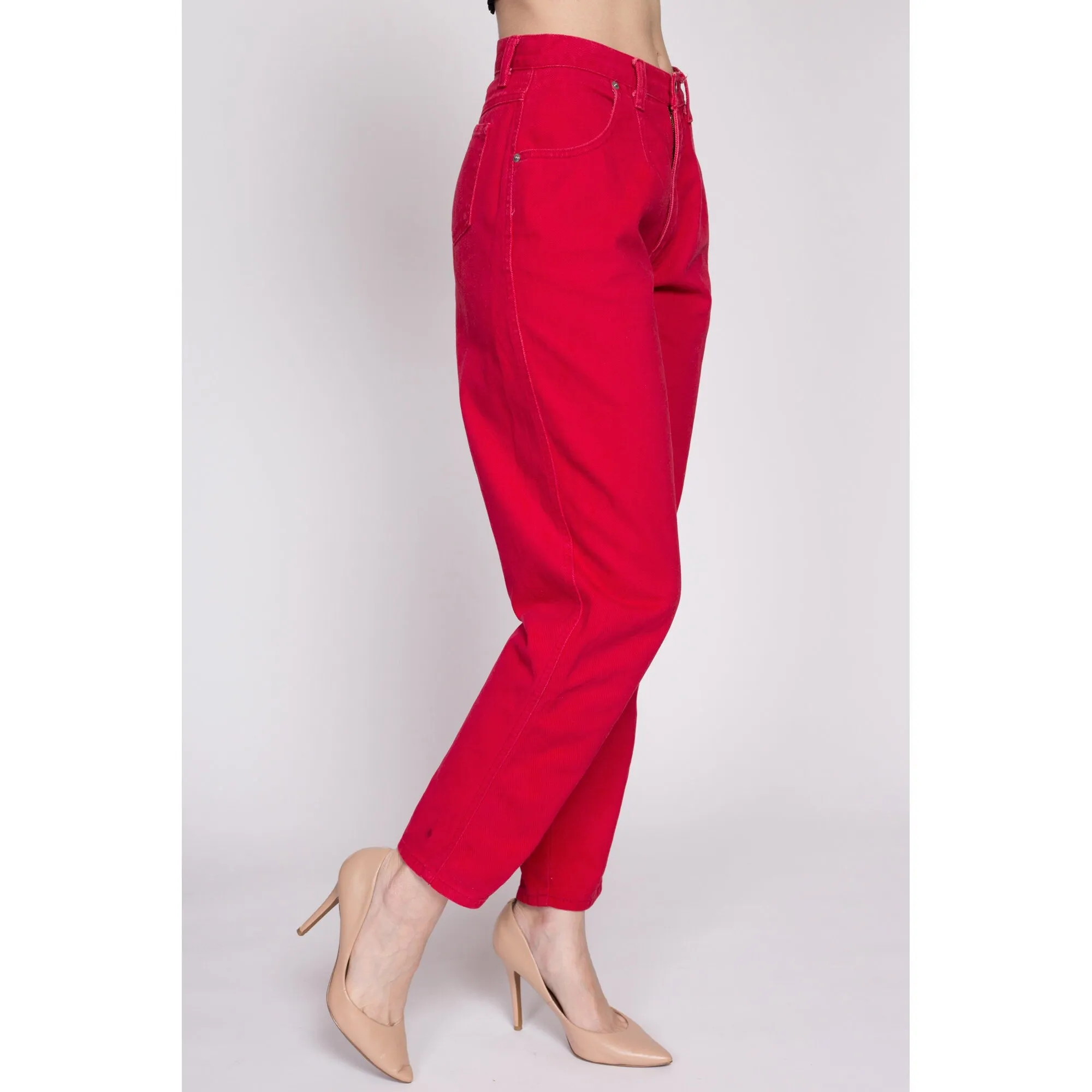 90s Sassoon Red High Waisted Jeans - Small, 26"