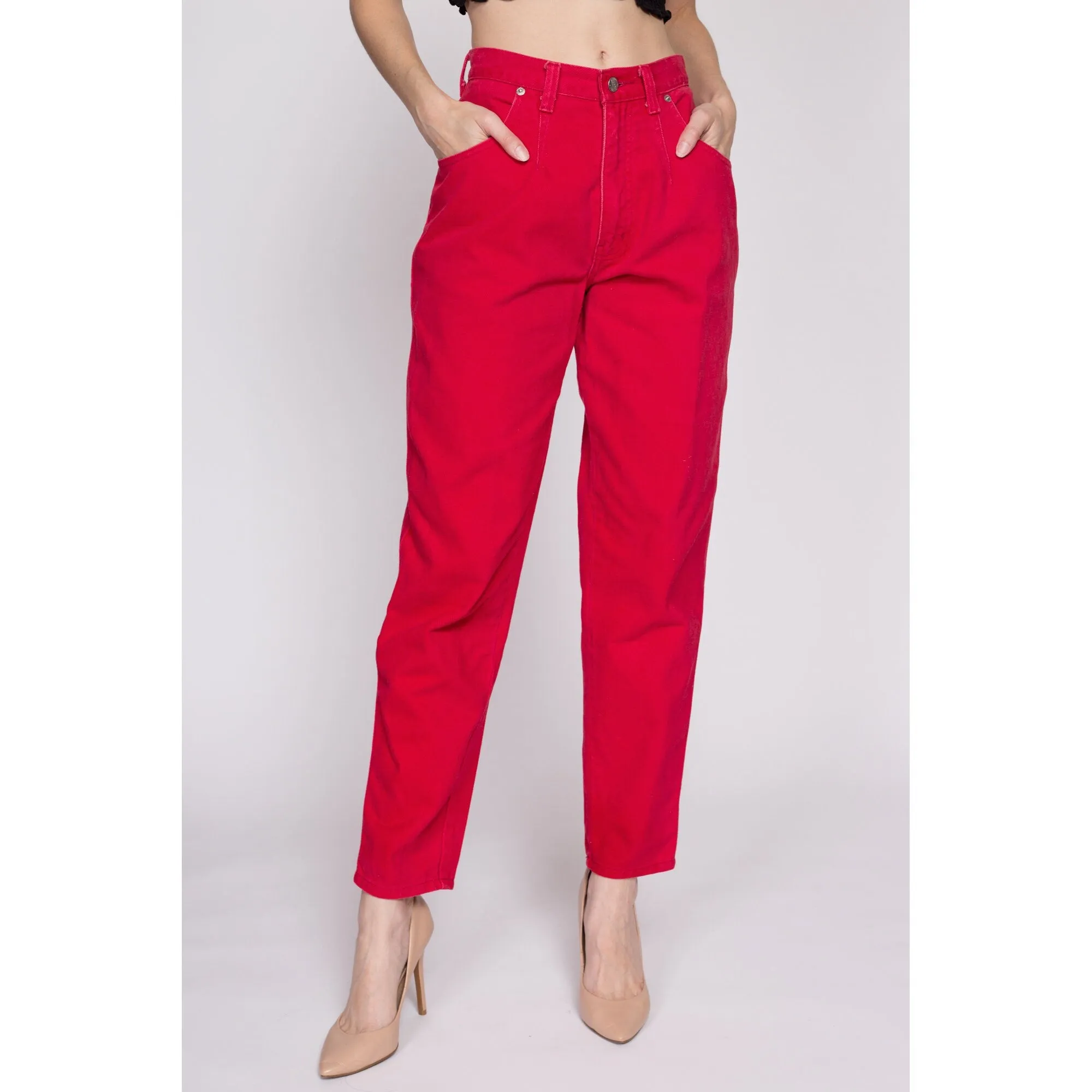 90s Sassoon Red High Waisted Jeans - Small, 26"