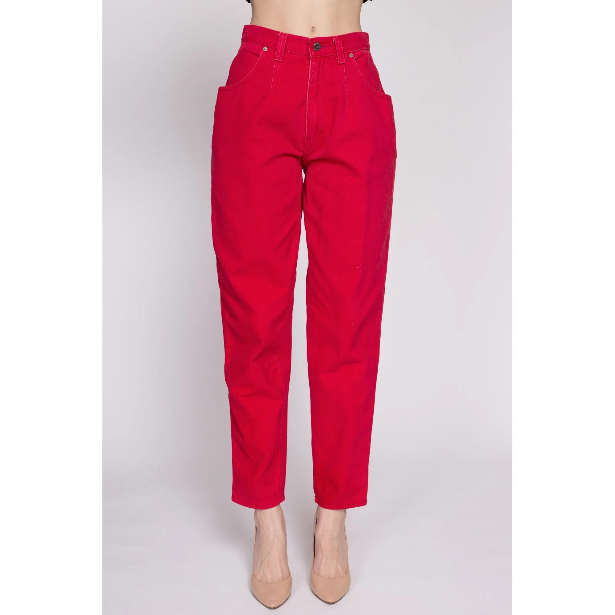 90s Sassoon Red High Waisted Jeans - Small, 26"