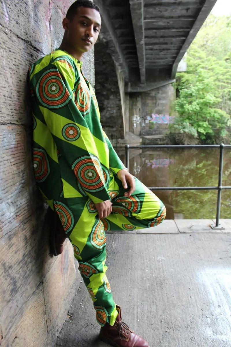 African Print Shirt in Green - African Clothing