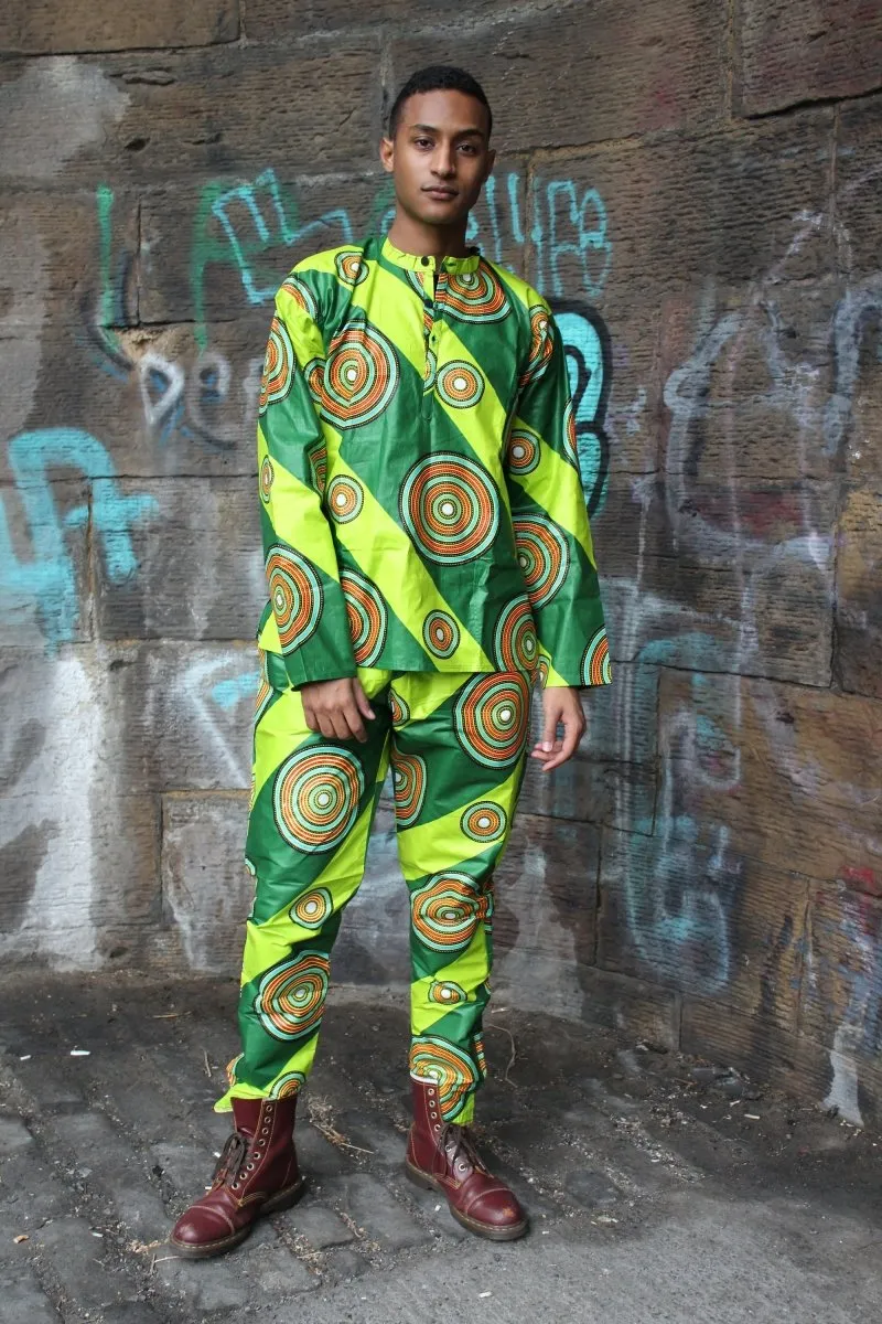 African Print Shirt in Green - African Clothing