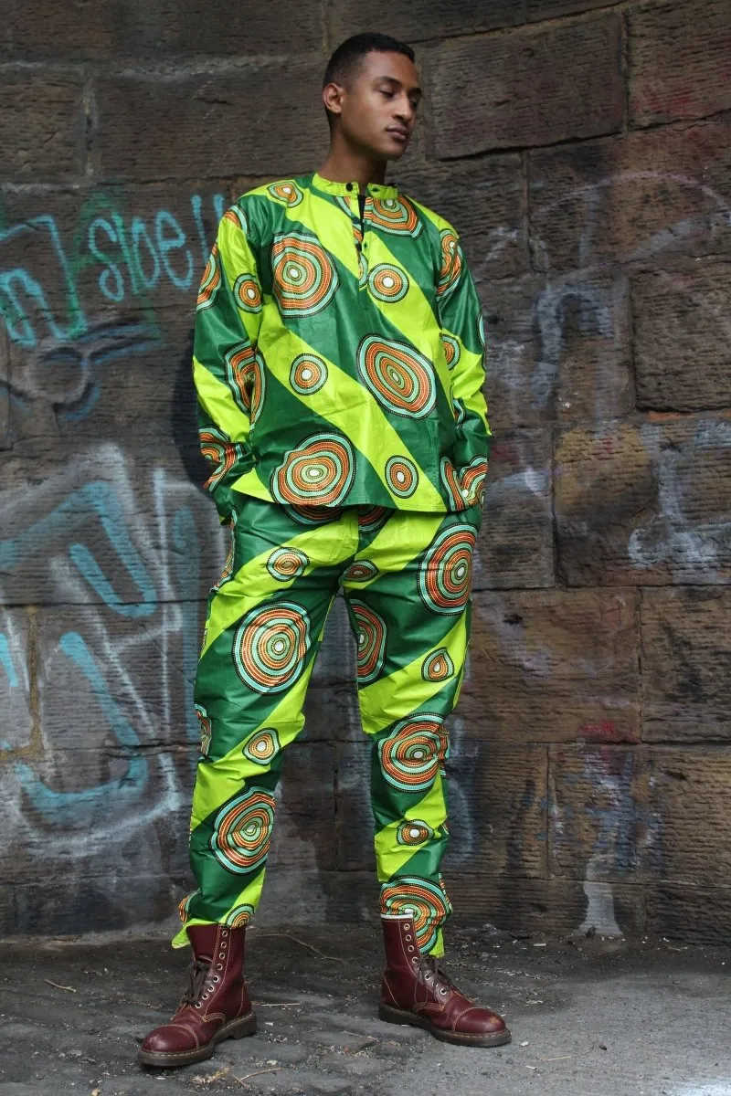 African Print Shirt in Green - African Clothing