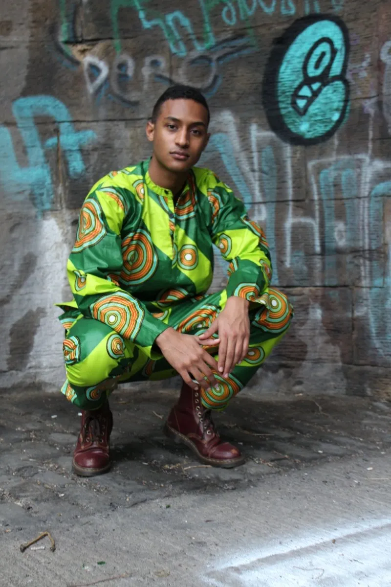 African Print Shirt in Green - African Clothing