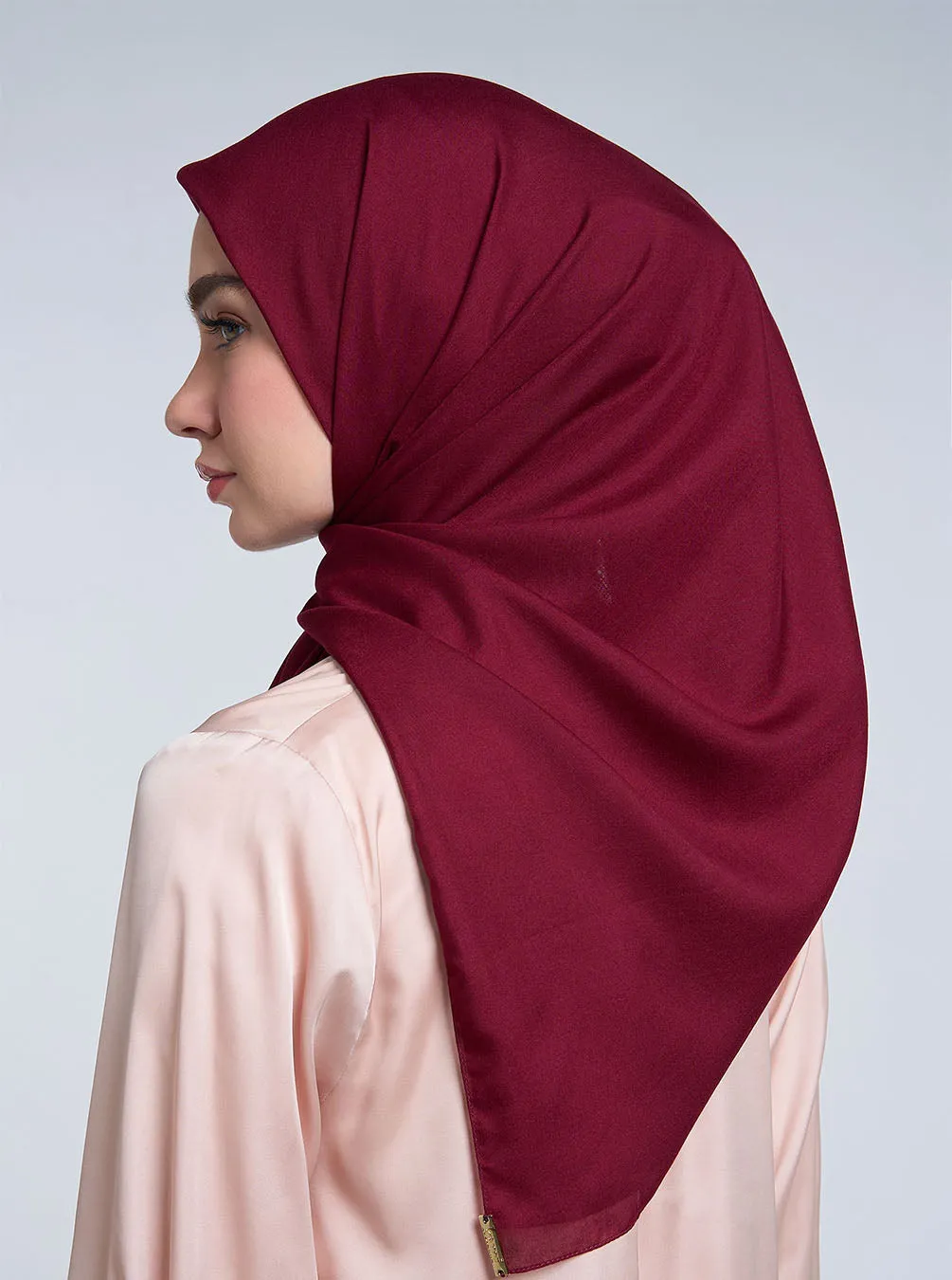 AIRY VOILE SCARF PLAIN RED PLUM