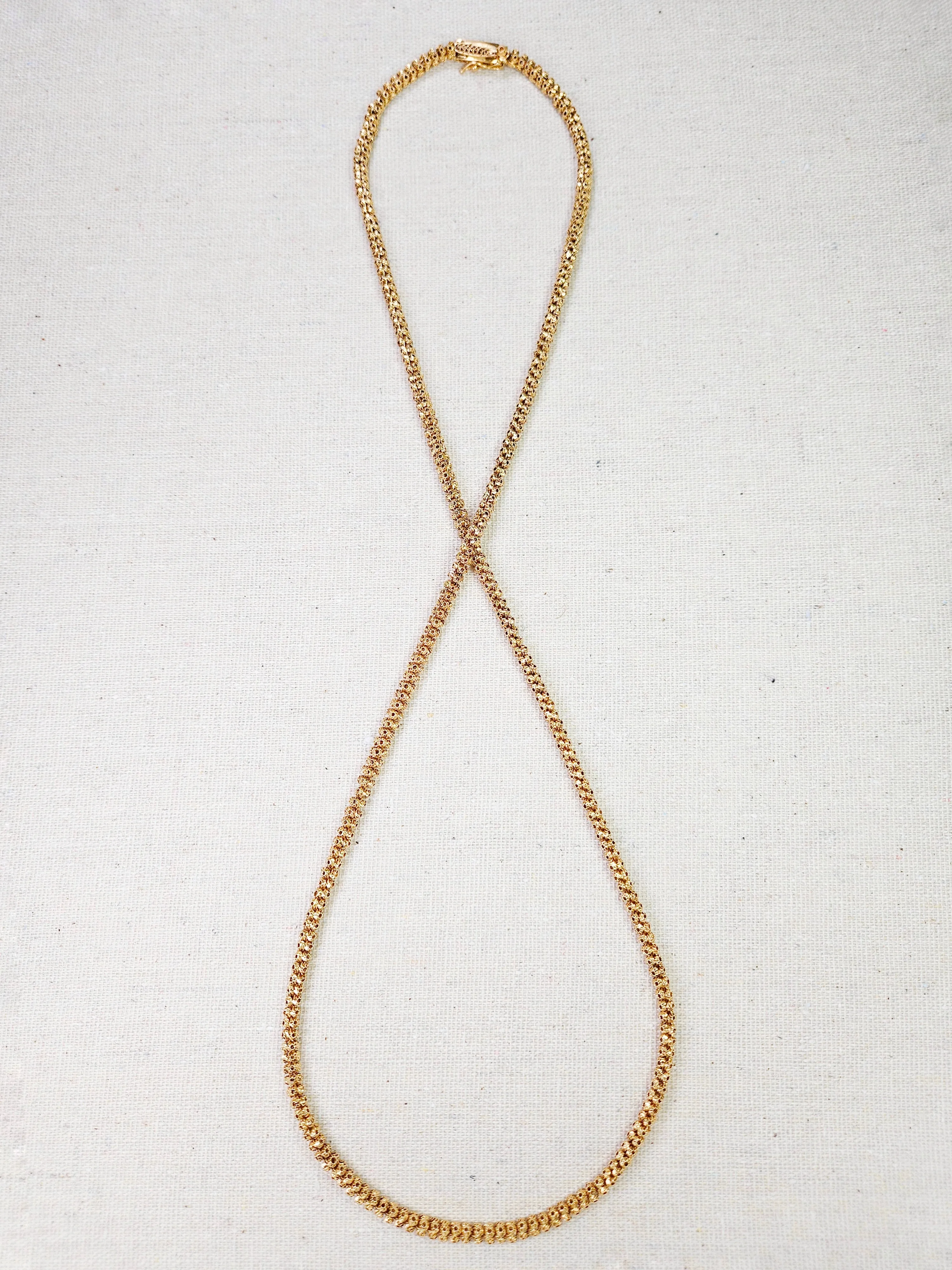 Antique 18K Yellow Gold Cannatille Long Chain Necklace 28" | Indulgems | Designs in Real Gold