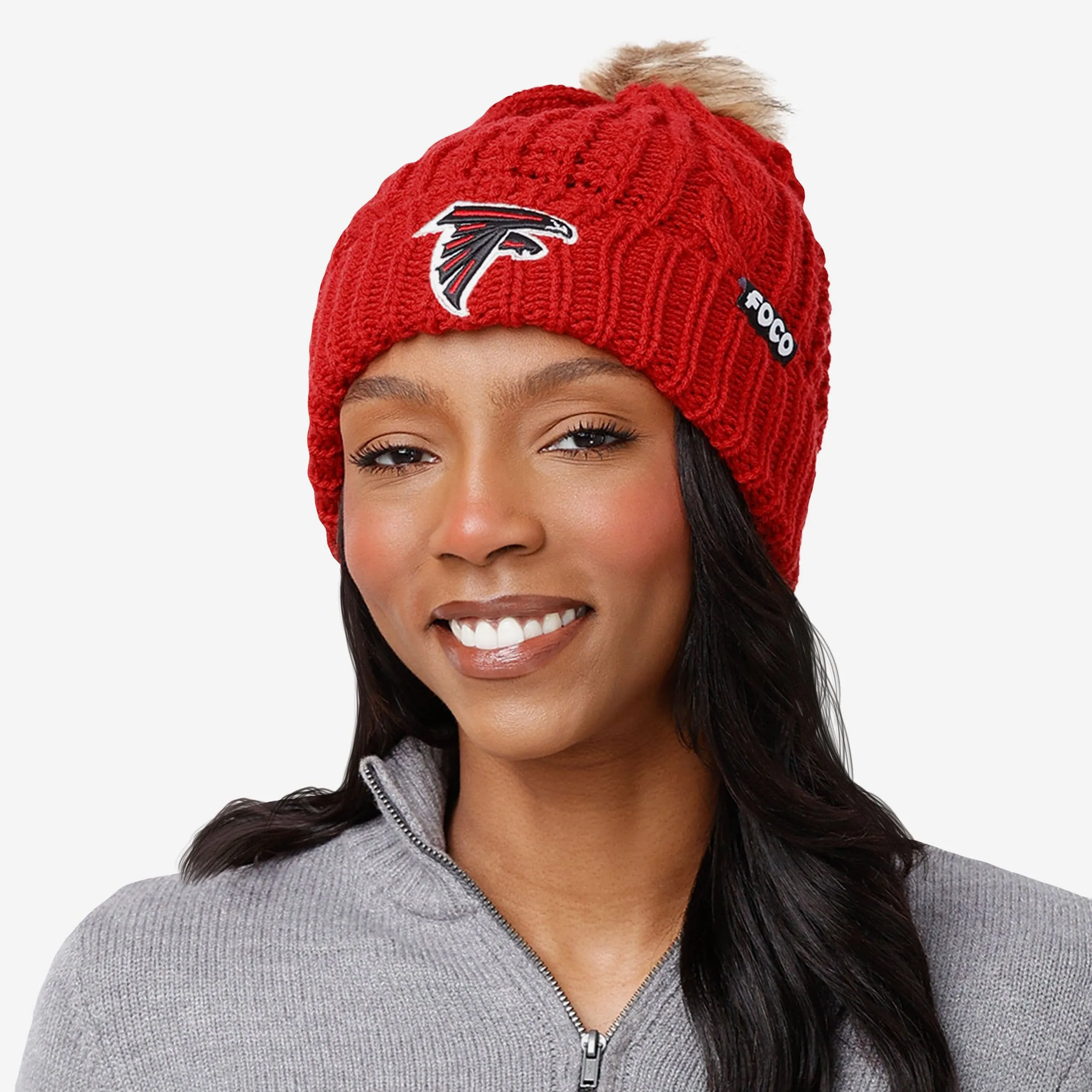 Atlanta Falcons Womens Faux Fur Pom Beanie