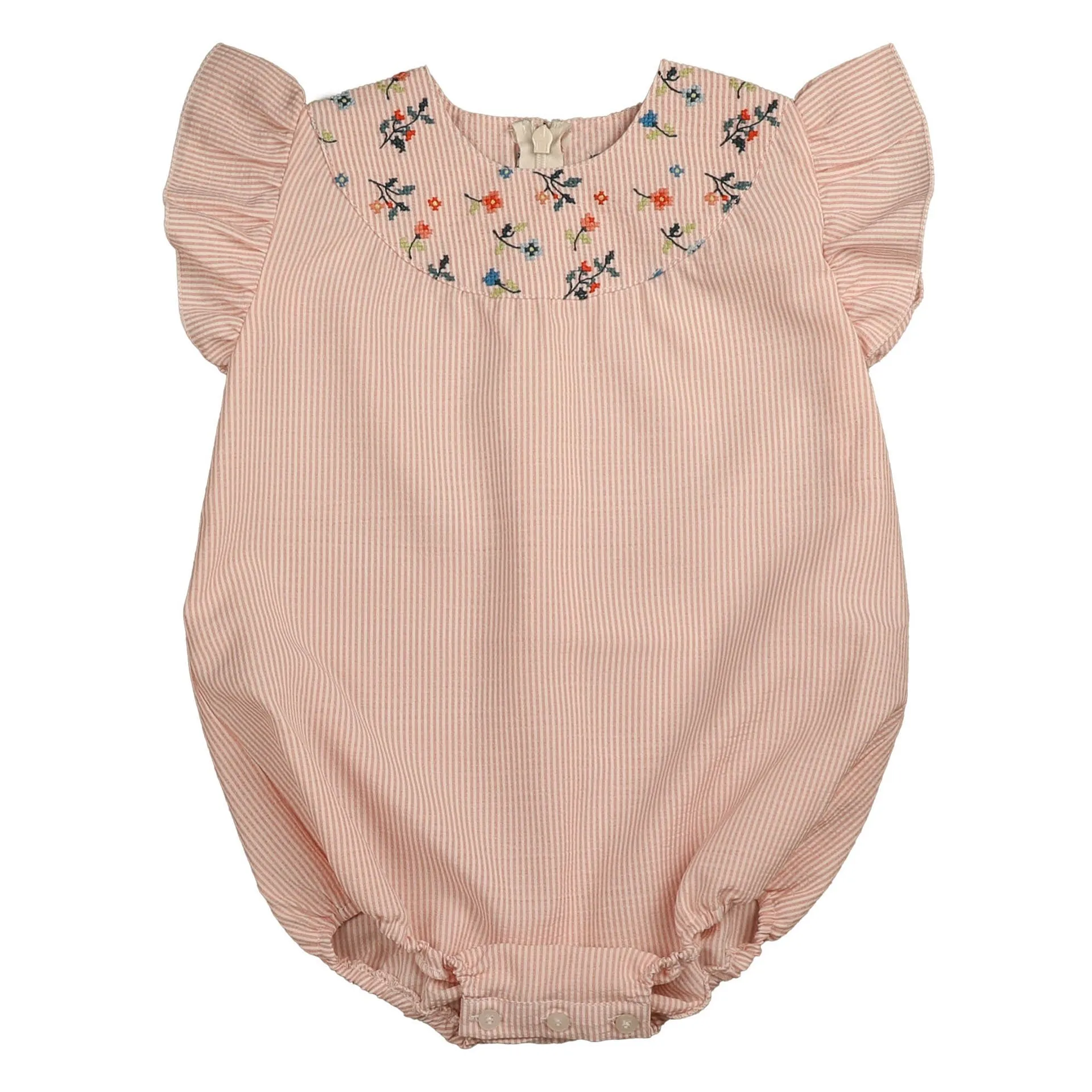 Belati Pink Embroidered Round Yoke Romper (BBB514)