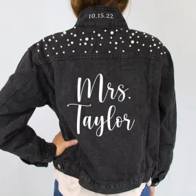 (Black Pearl) Mrs. Taylor  Pearl Denim Jacket