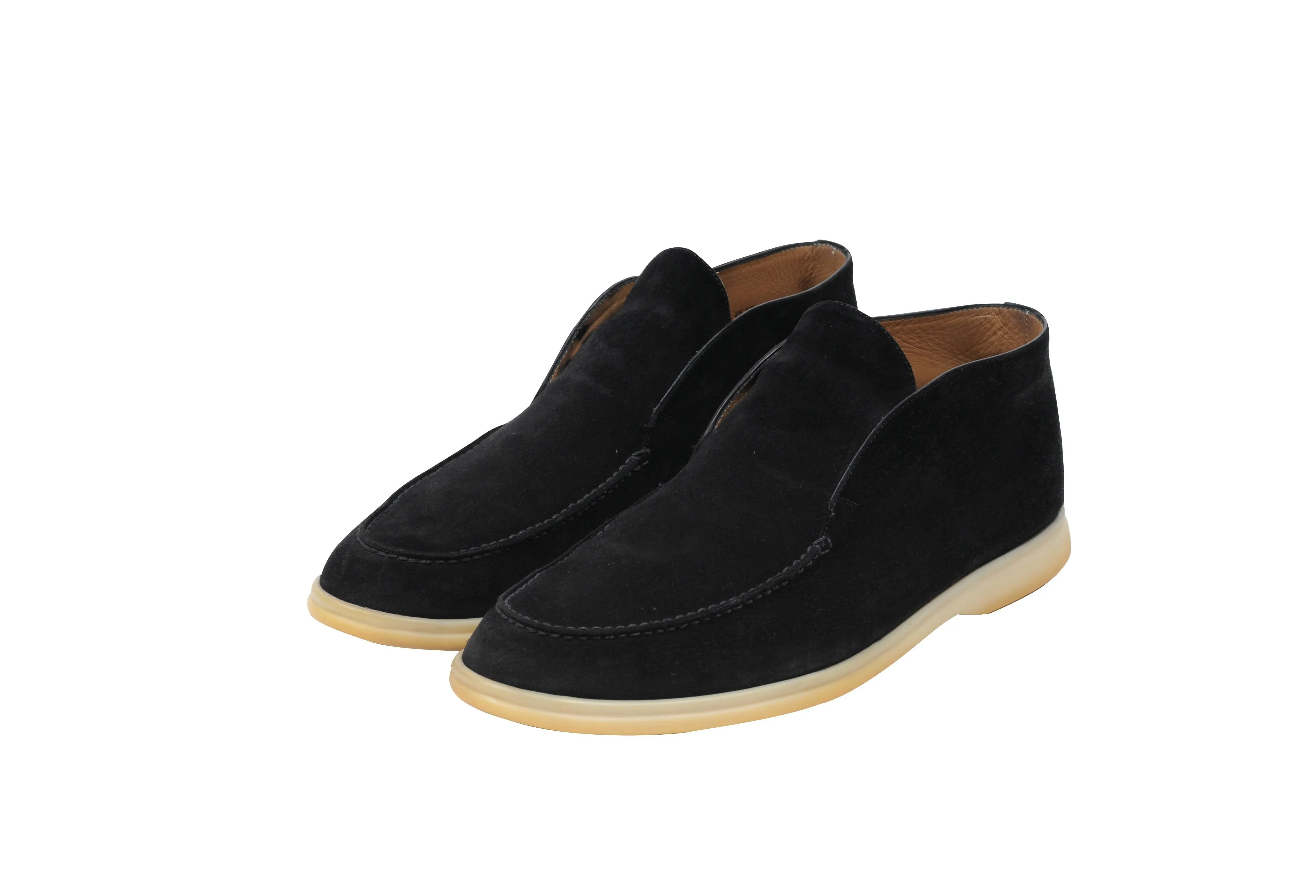 Black Suede Uomo Open Walk Mid Ankle Slip On's