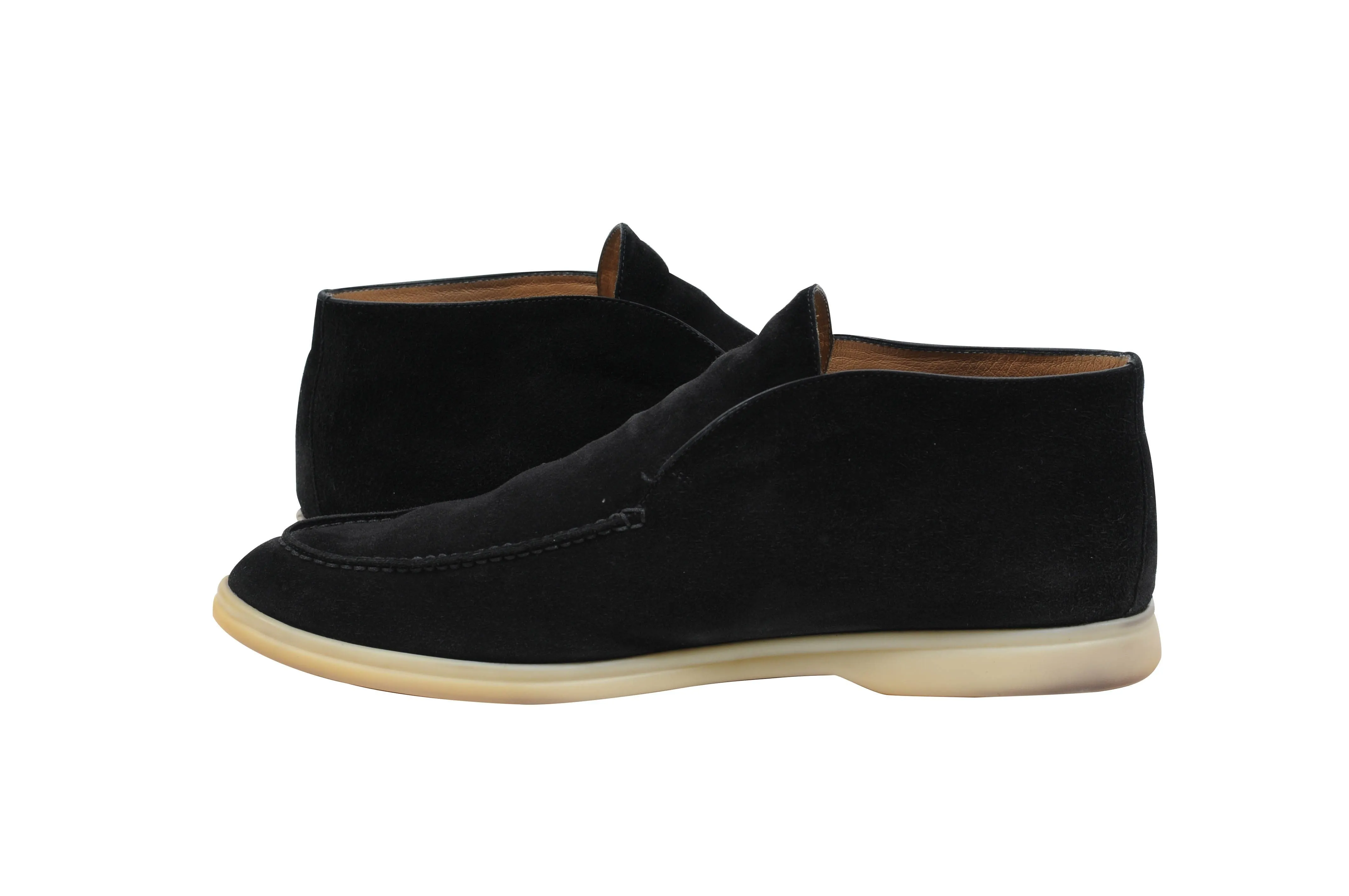 Black Suede Uomo Open Walk Mid Ankle Slip On's