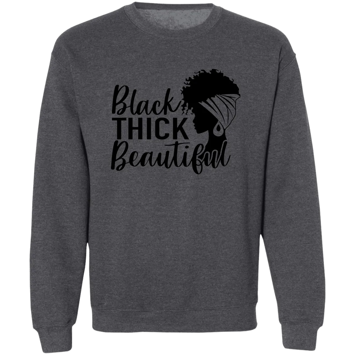 Black Thick Beautiful Ladies Crewneck Pullover Sweatshirt