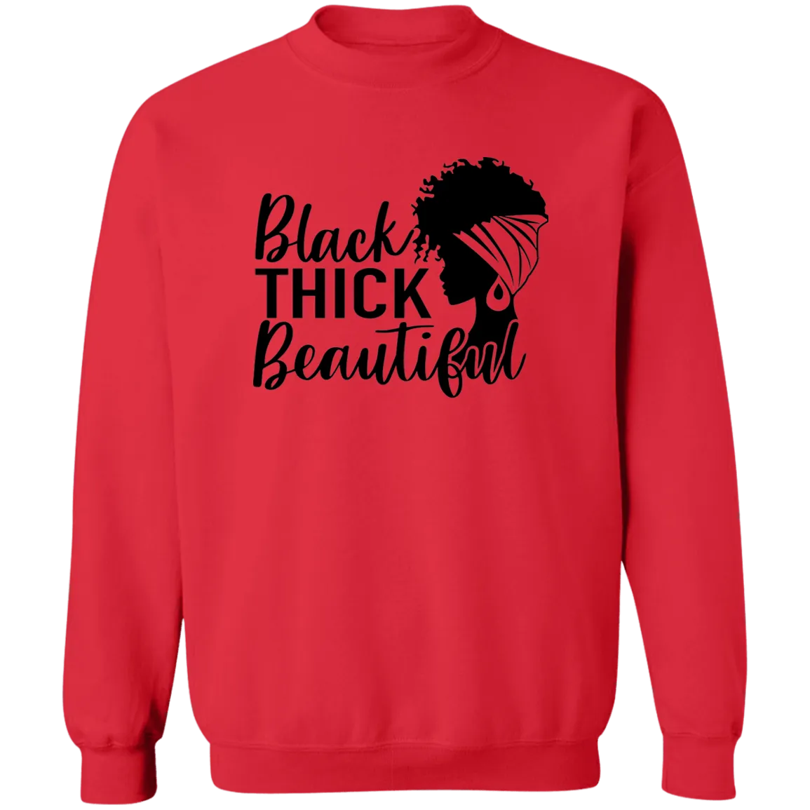 Black Thick Beautiful Ladies Crewneck Pullover Sweatshirt