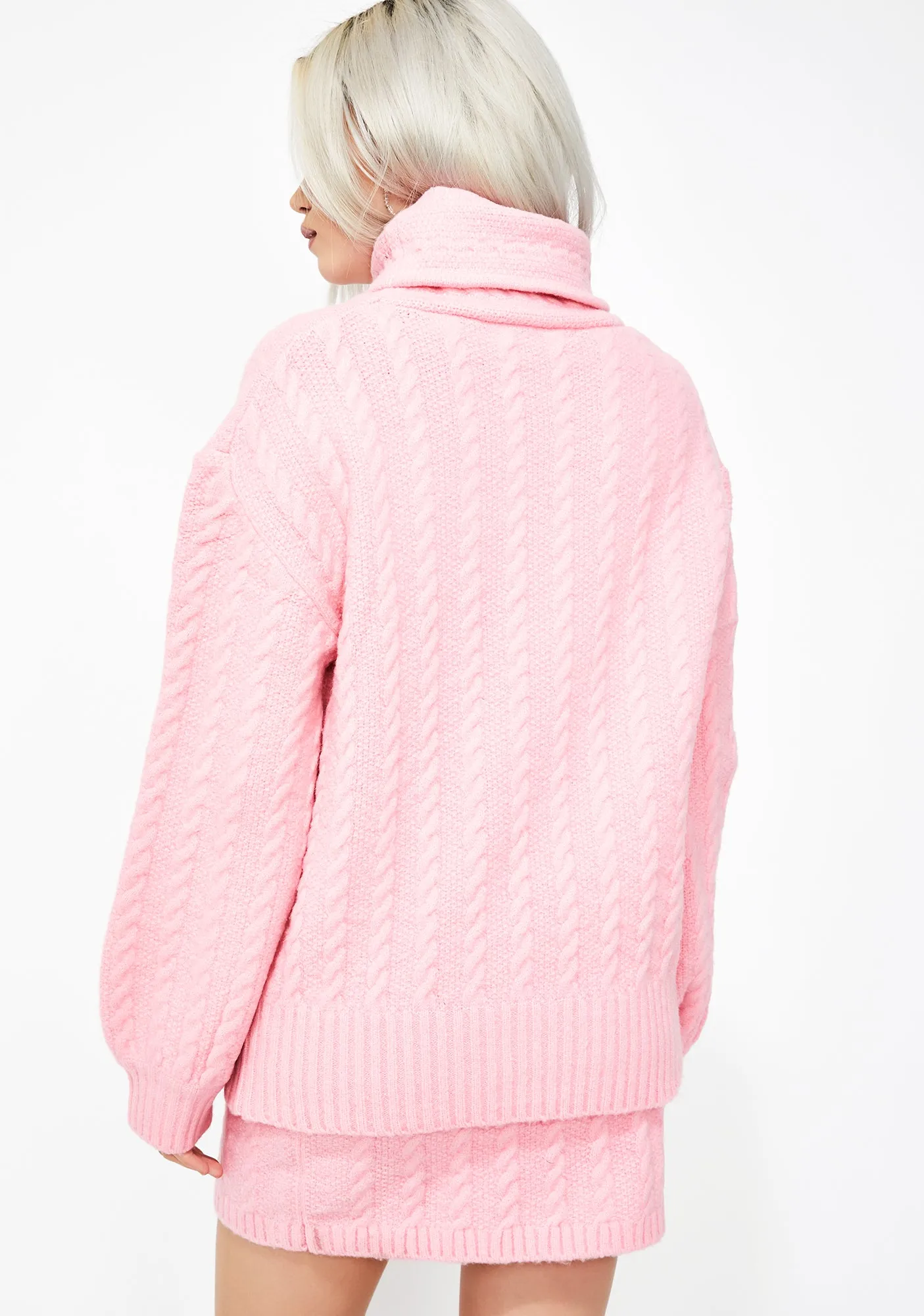 Bubblegum Pop Cable Knit Sweater