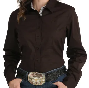 Cinch Women's Tonal Geometric Diamond Western Button Down Shirt in Brown