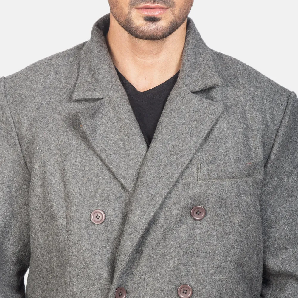 Claud Grey Wool Double Breasted Coat