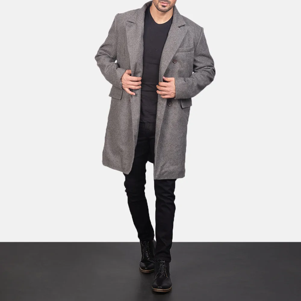 Claud Grey Wool Double Breasted Coat