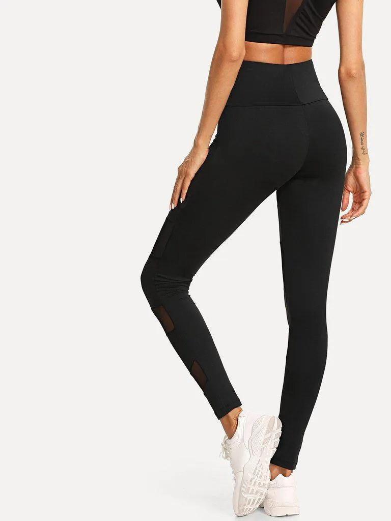 Contrast Mesh Sport Leggings