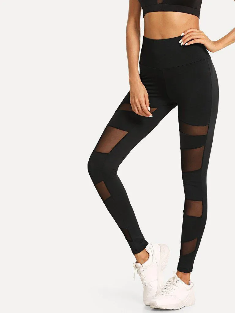 Contrast Mesh Sport Leggings