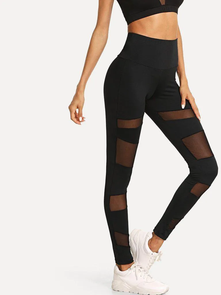 Contrast Mesh Sport Leggings