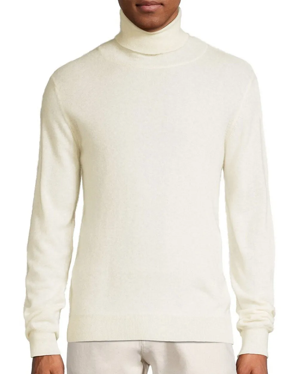 Cream Cashmere and Silk Turtleneck Sweater