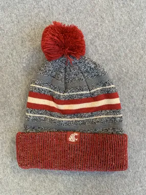 Crimson & Gray WSU Logo Knit Pom Beanie