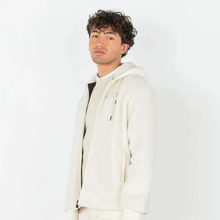 Dominik Hooded Fleece Jacket: Off White