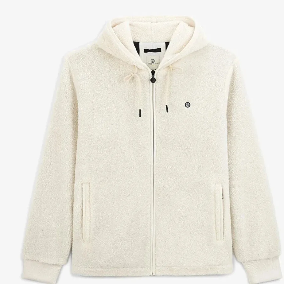 Dominik Hooded Fleece Jacket: Off White