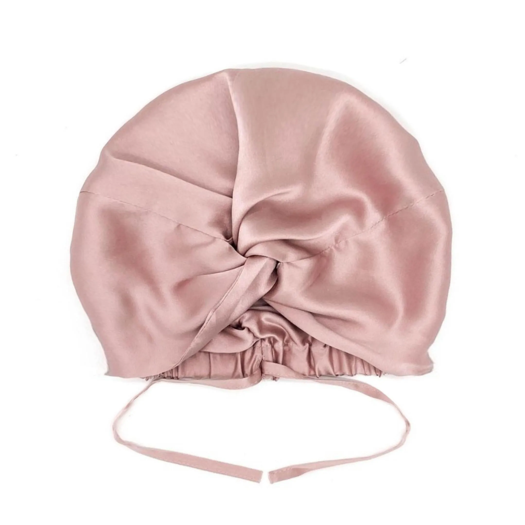 Double-Lined Adjustable Women Silk Hair Bonnet Mulberry Silk Turban Night Hair Care Hair Wrap - Champagne