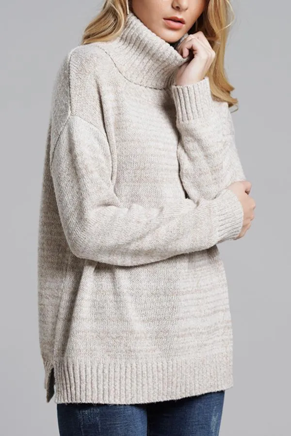 elveswallet Casual Knit High Neck Loose Sweater