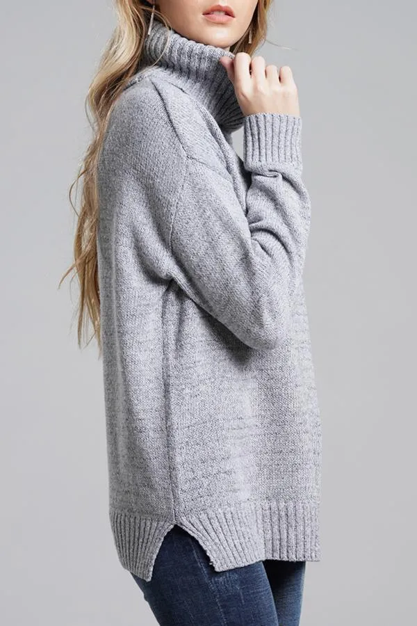 elveswallet Casual Knit High Neck Loose Sweater