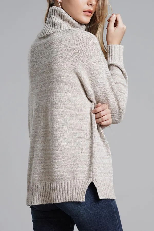 elveswallet Casual Knit High Neck Loose Sweater