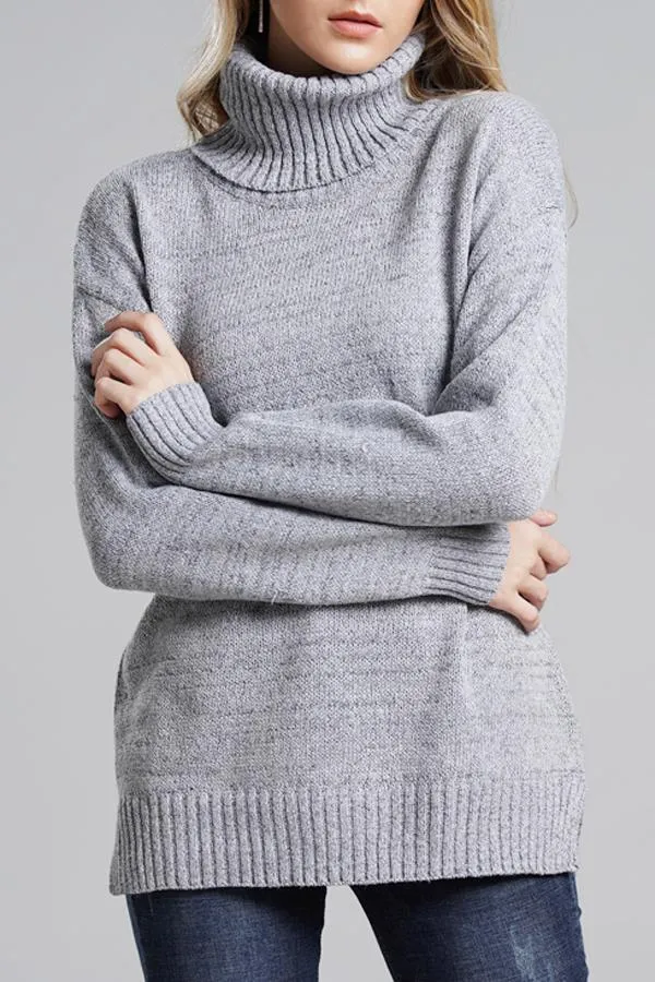 elveswallet Casual Knit High Neck Loose Sweater