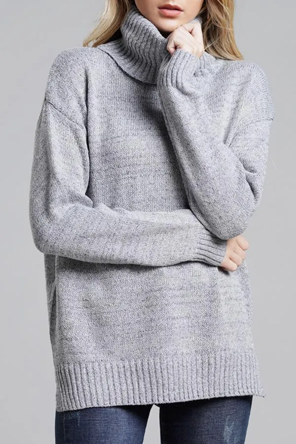 elveswallet Casual Knit High Neck Loose Sweater