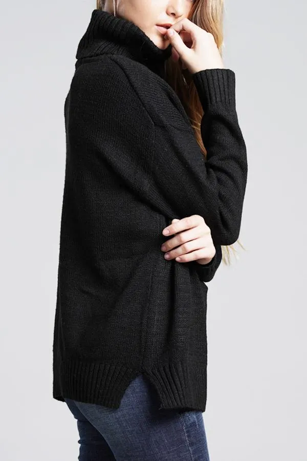 elveswallet Casual Knit High Neck Loose Sweater