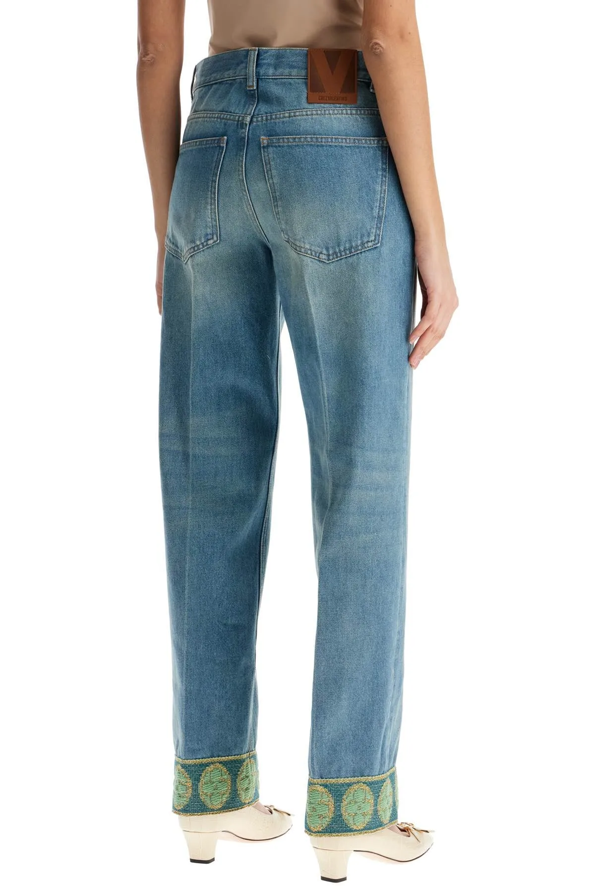 Embroidered High-Rise Jeans