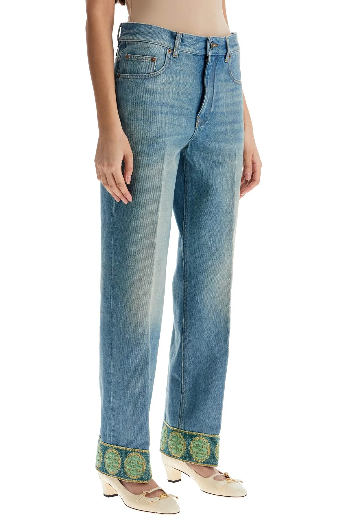 Embroidered High-Rise Jeans