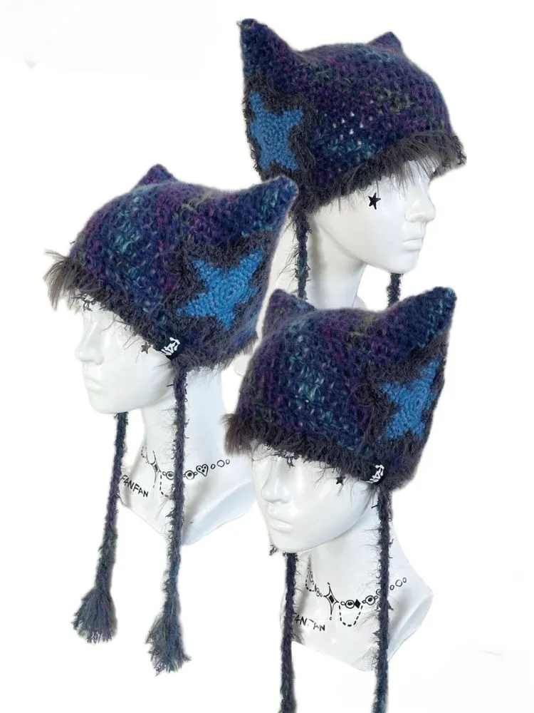 F4NFAN Handmade Adorable Cat Ear Star Beanie