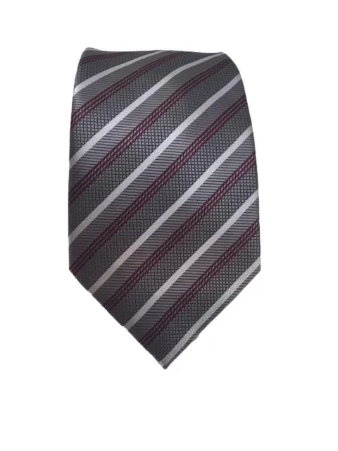 Gray Burgundy Striped Extra Long Men's Tie