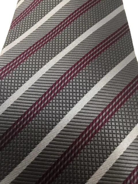 Gray Burgundy Striped Extra Long Men's Tie