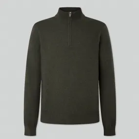 Hackett Lambswool Half-Zip in Dark Green