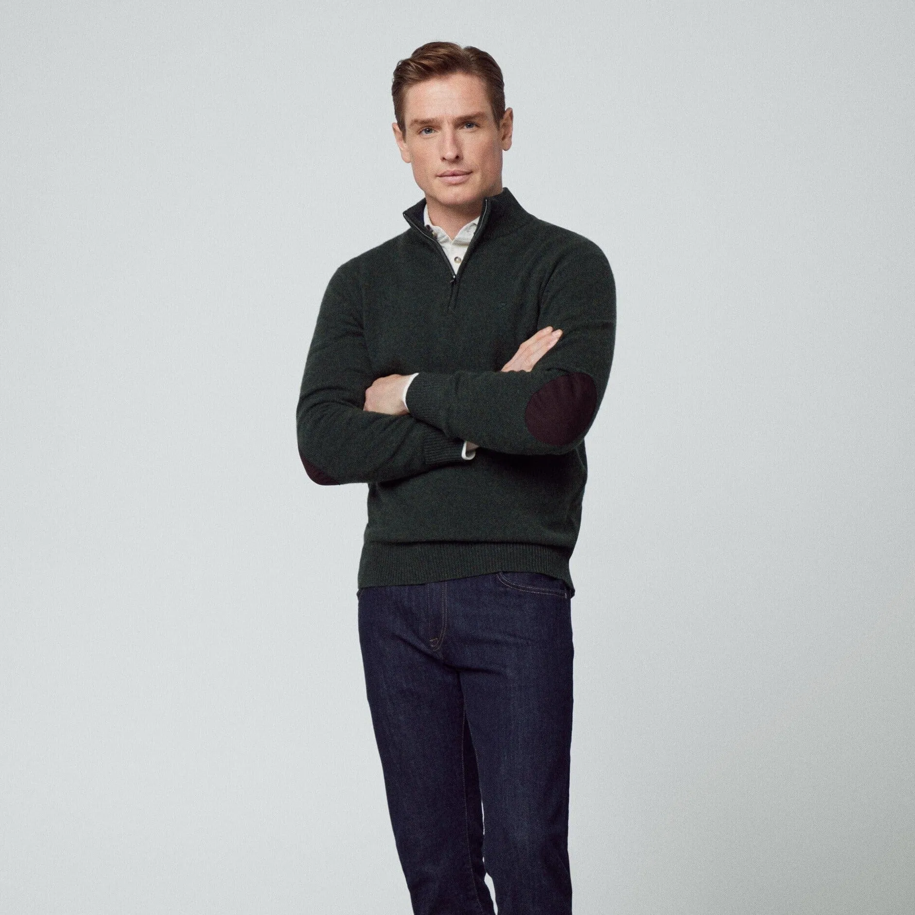 Hackett Lambswool Half-Zip in Dark Green