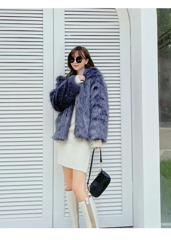 Hooded Crop Faux Fur Coat