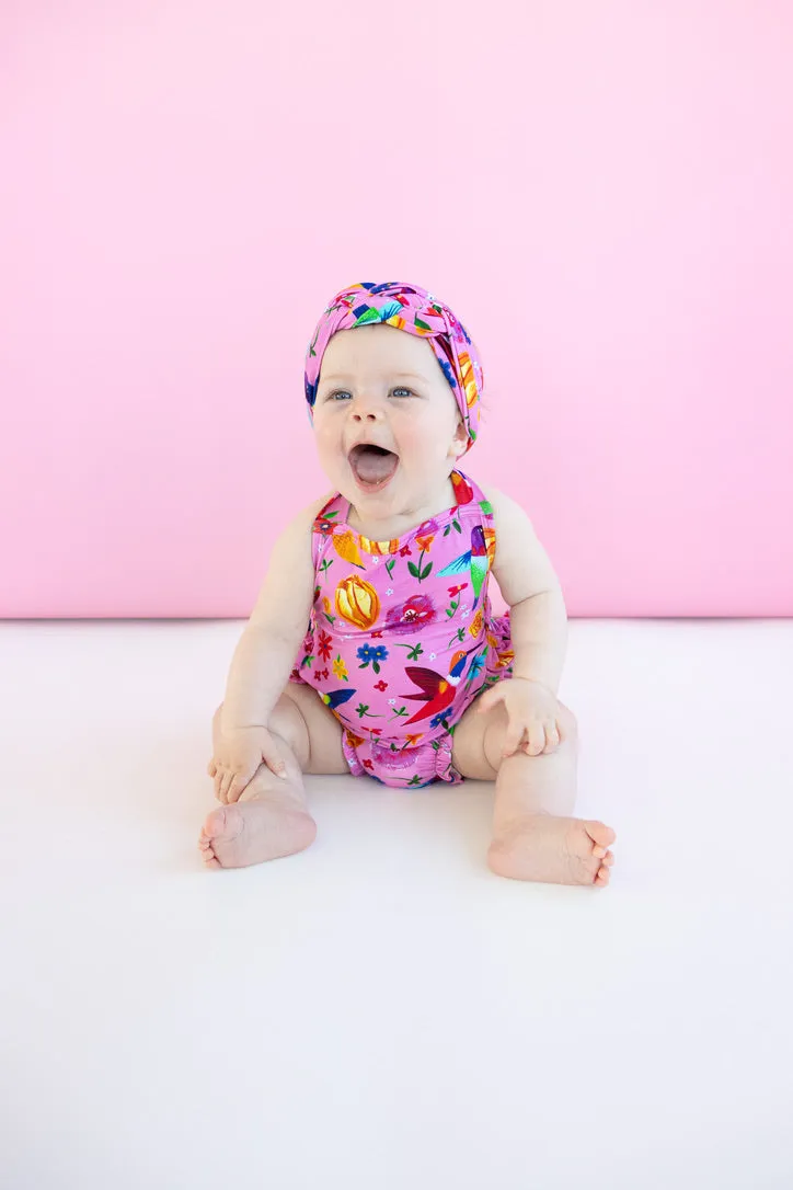 Hummingbird Floral Halter Bubble Romper